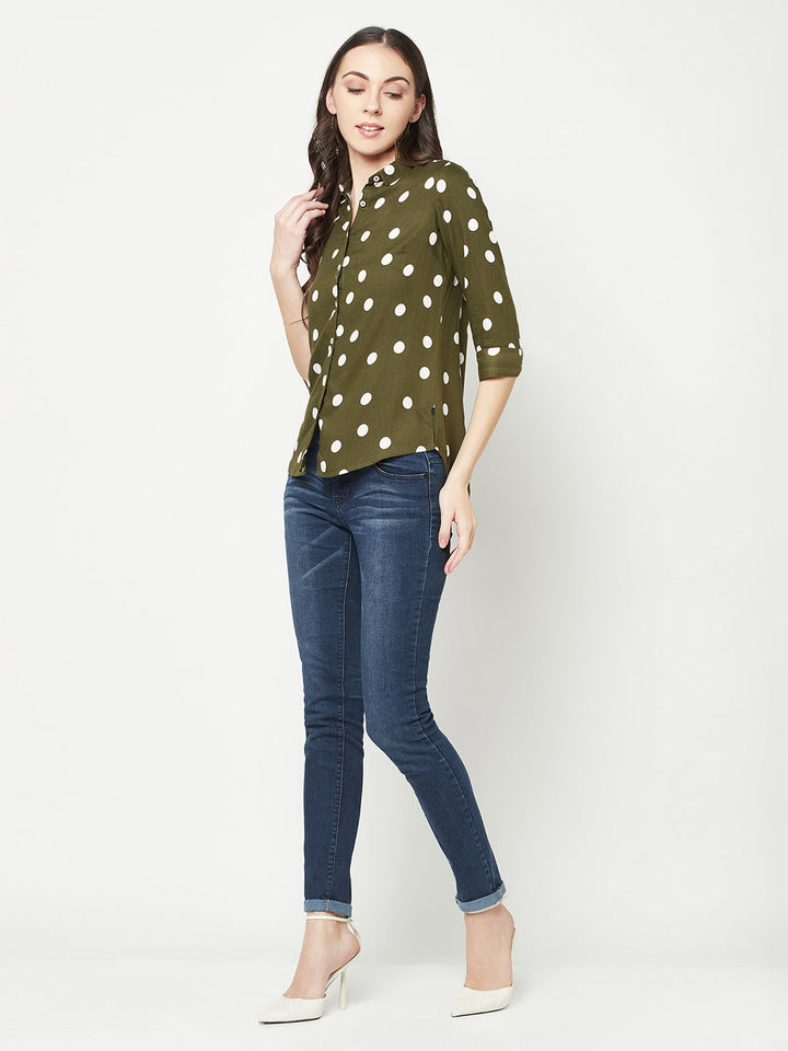  Olive Polka Dots Shirt