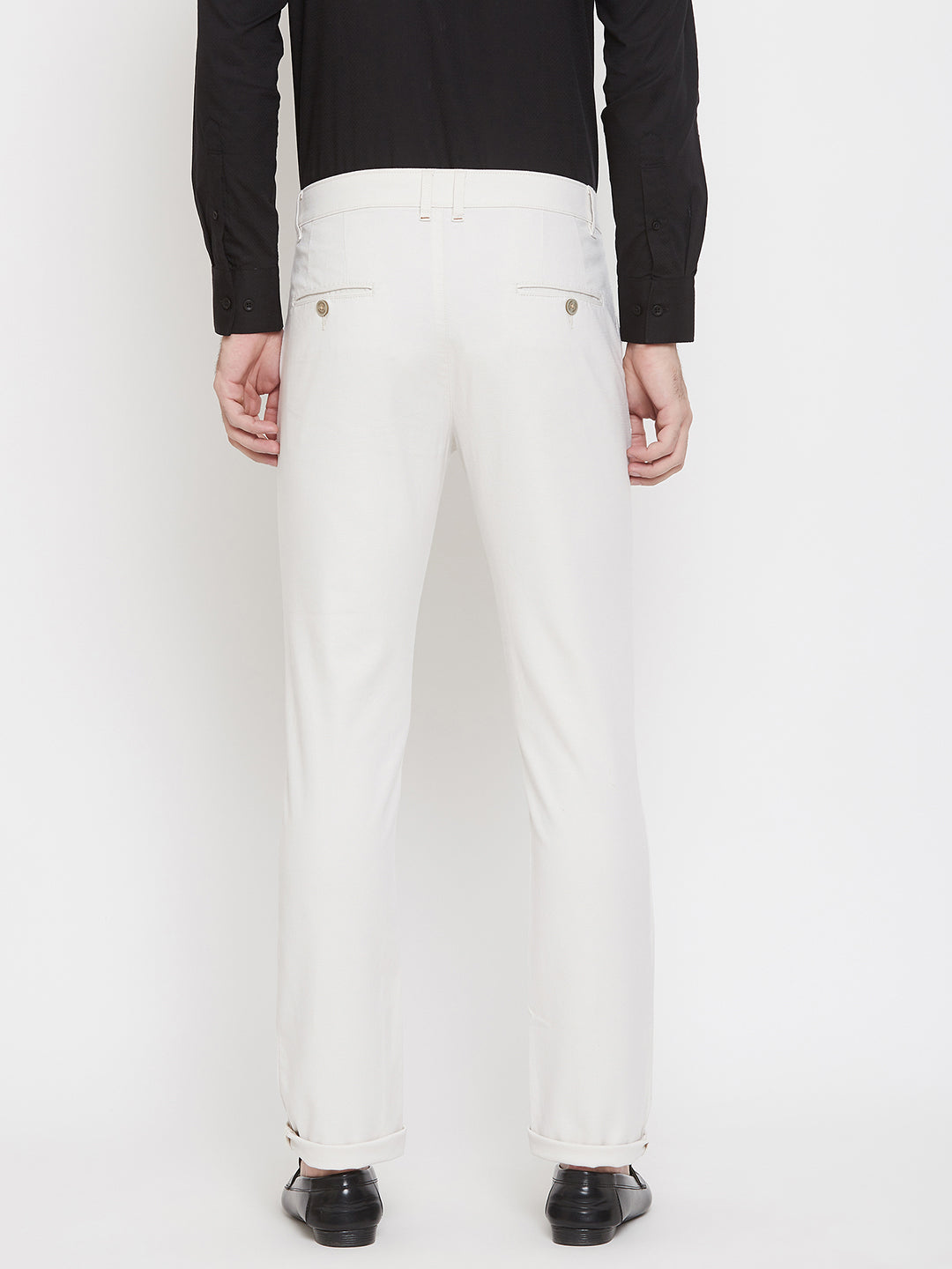 Off White Slim Fit Trousers - Men Trousers