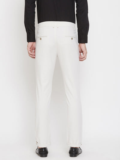 Off White Slim Fit Trousers - Men Trousers