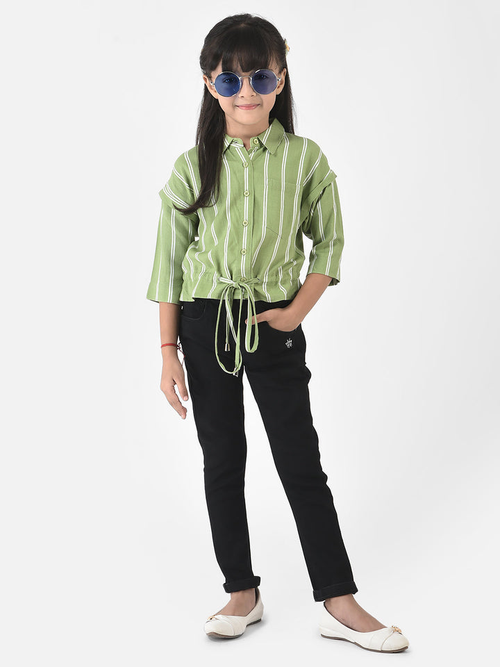 Light Green Shirt with Tie-Up Detail