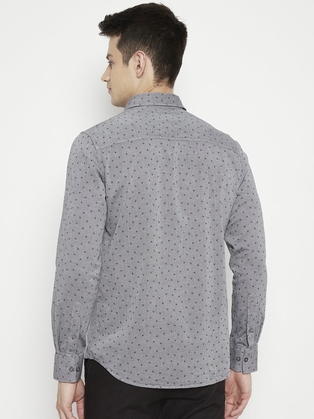 Grey Printed Slim Fit shirt - Men Shirts