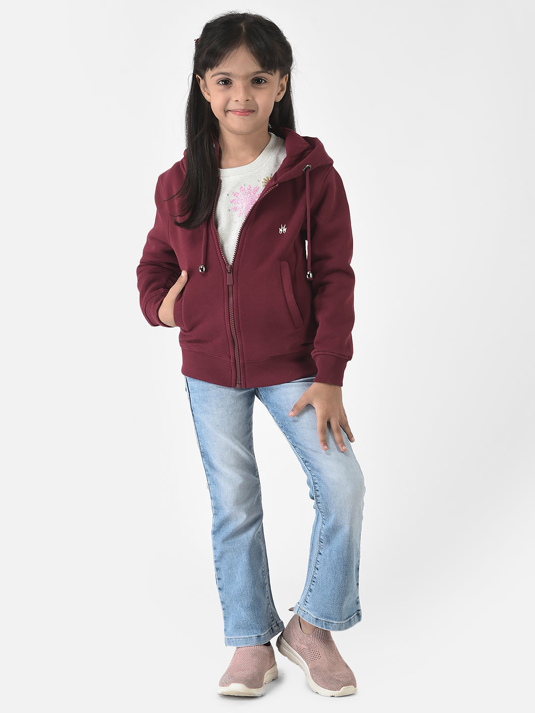 Maroon Sweatshirt with Zip Enclosure 