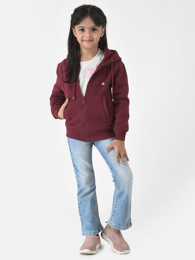 Maroon Sweatshirt with Zip Enclosure 