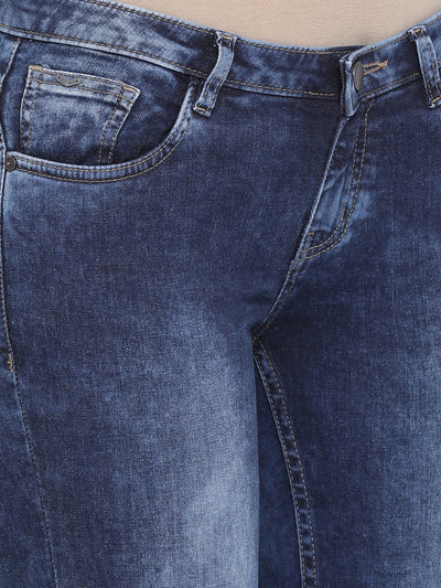 Janhvi Rugged Navy Blue Denim - Women Jeans