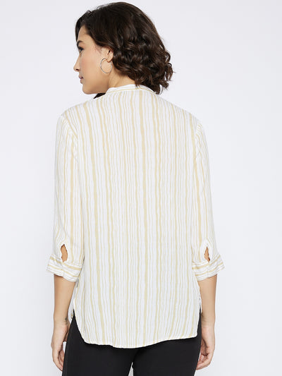 Beige Striped Slim Fit shirt - Women Shirts