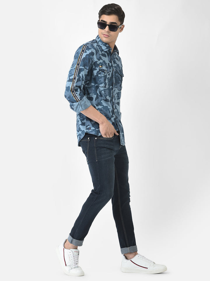 Shirt in Blue Camouflage Print 