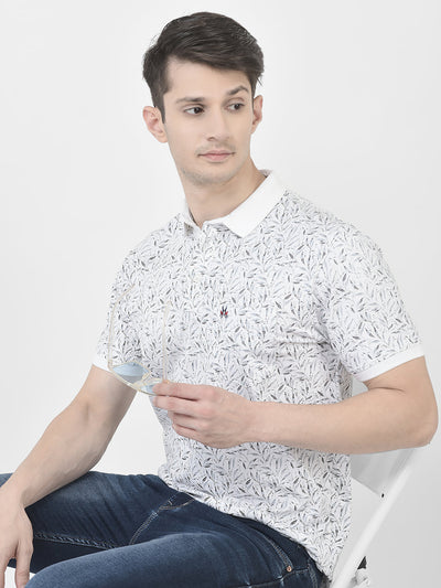  Floral White Polo T-Shirt