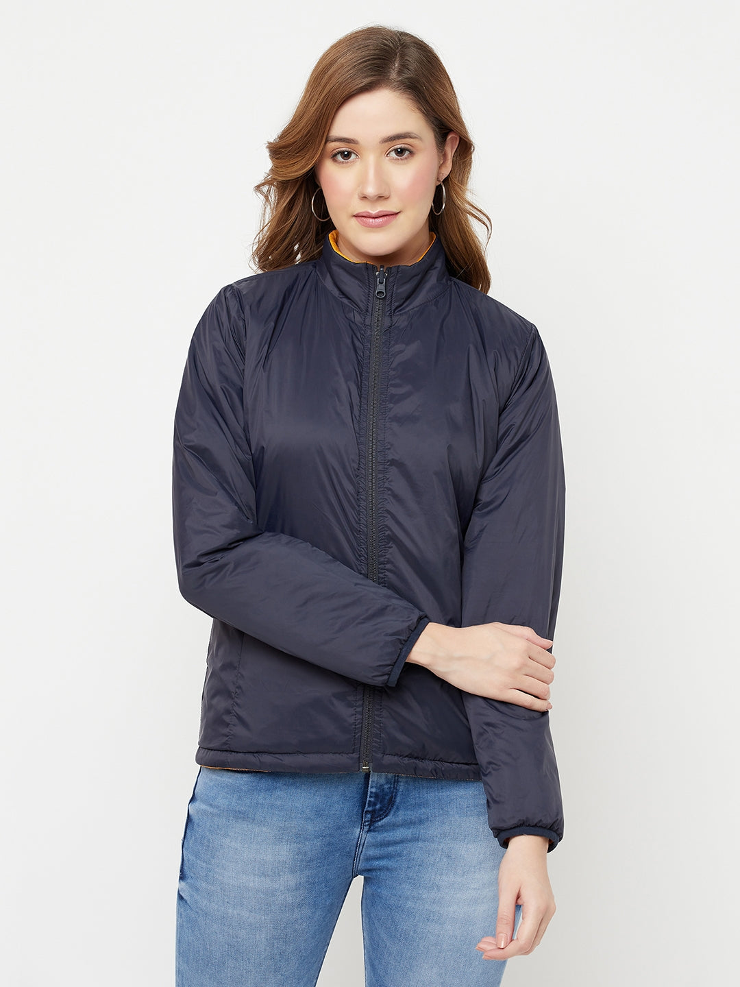 Mustard Reversible Padded Jacket - Women Jackets