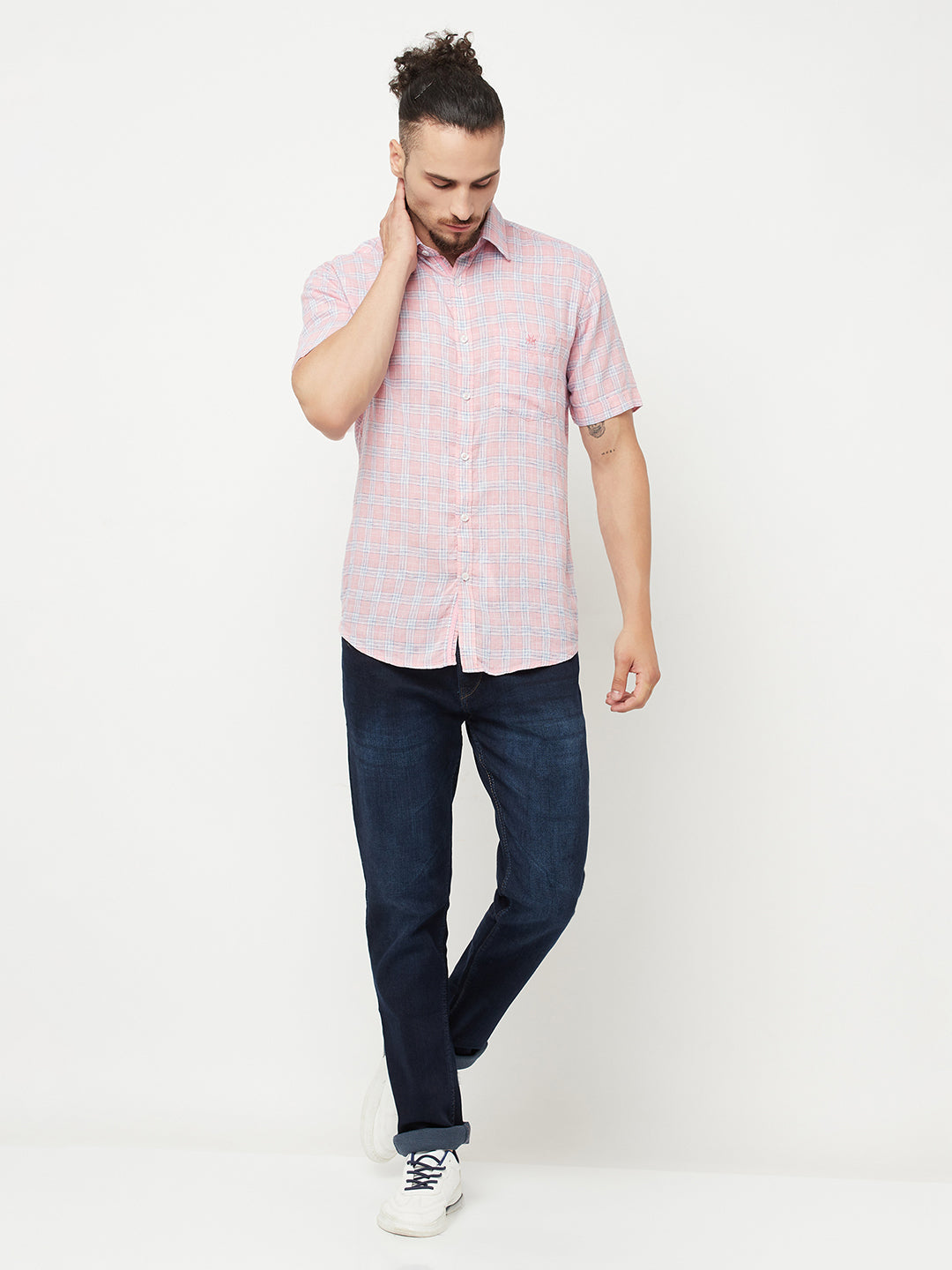 Pink Checked Casual Shirt - Men Shirts