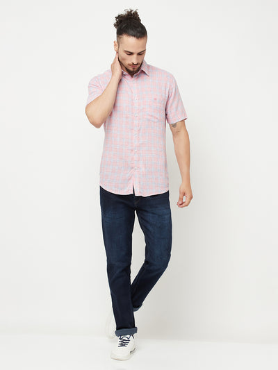 Pink Checked Casual Shirt - Men Shirts