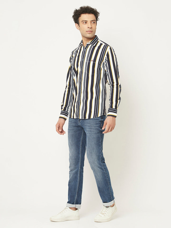   Barcode Striped Shirt with Logo Detailing 