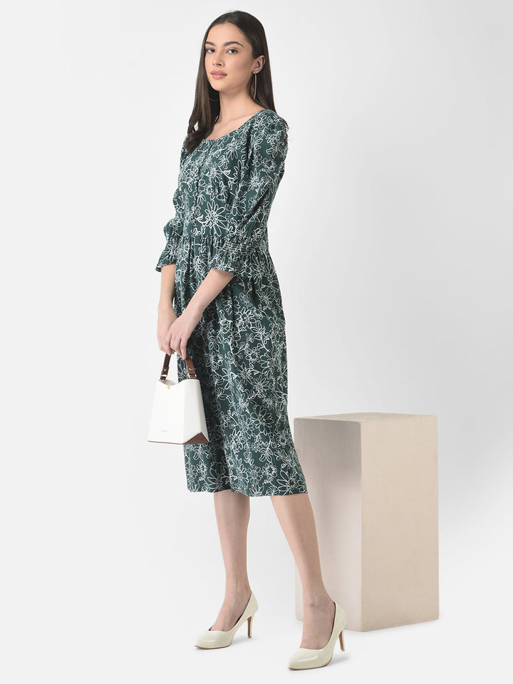  Green Floral Peplum Dress