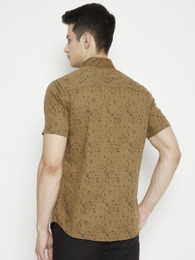 Brown Printed Slim Fit shirt - Men Shirts