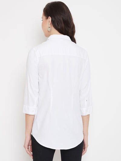 White Slim Fit Cotton Shirt - Women Shirts