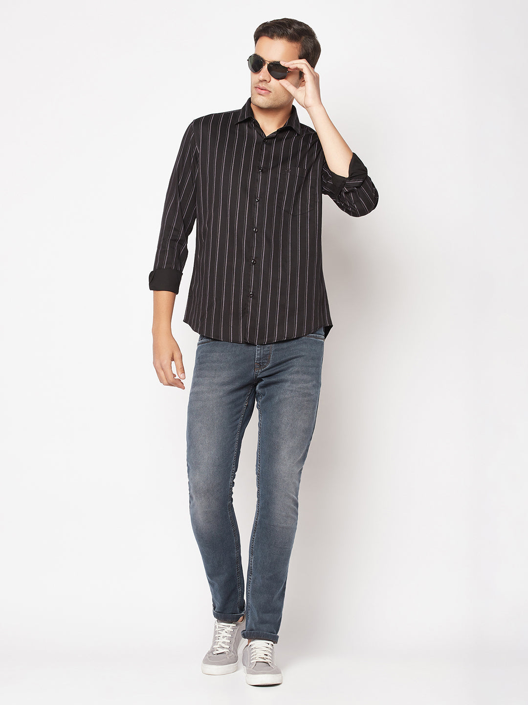 Black Striped Business Shirt