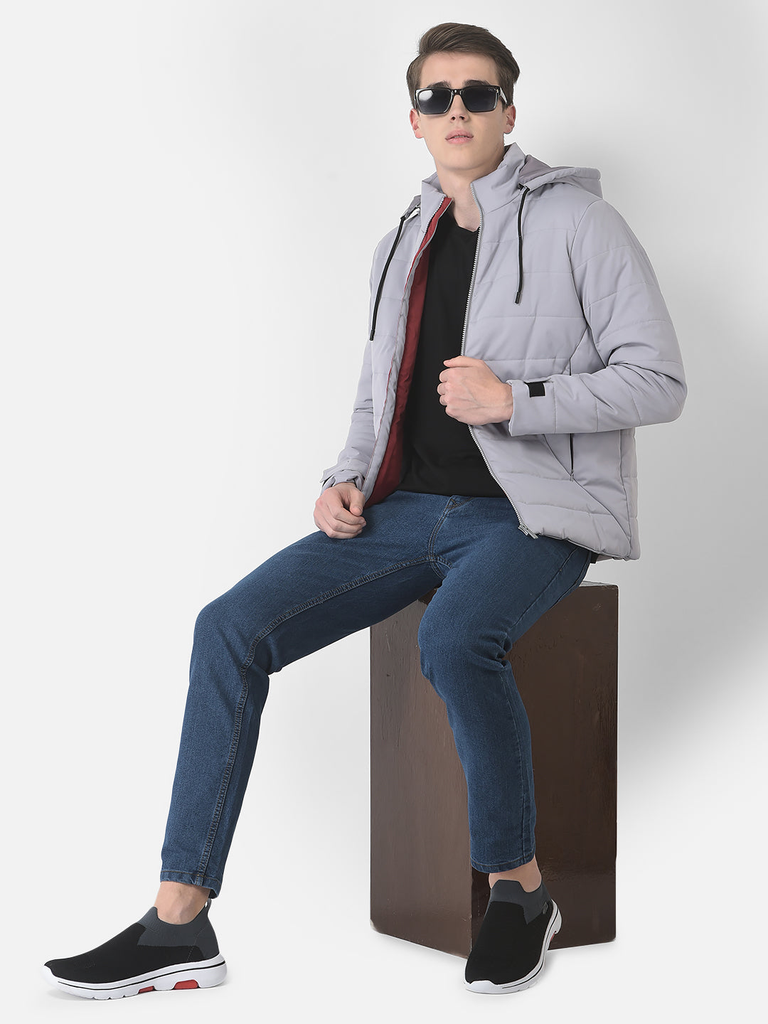  Light Grey Detachable-Hood Jacket