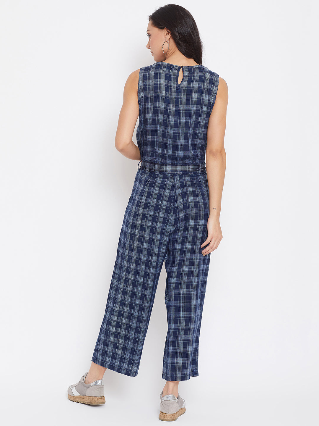 Checked Cotton Jumpsuit - Women Jumpsuits