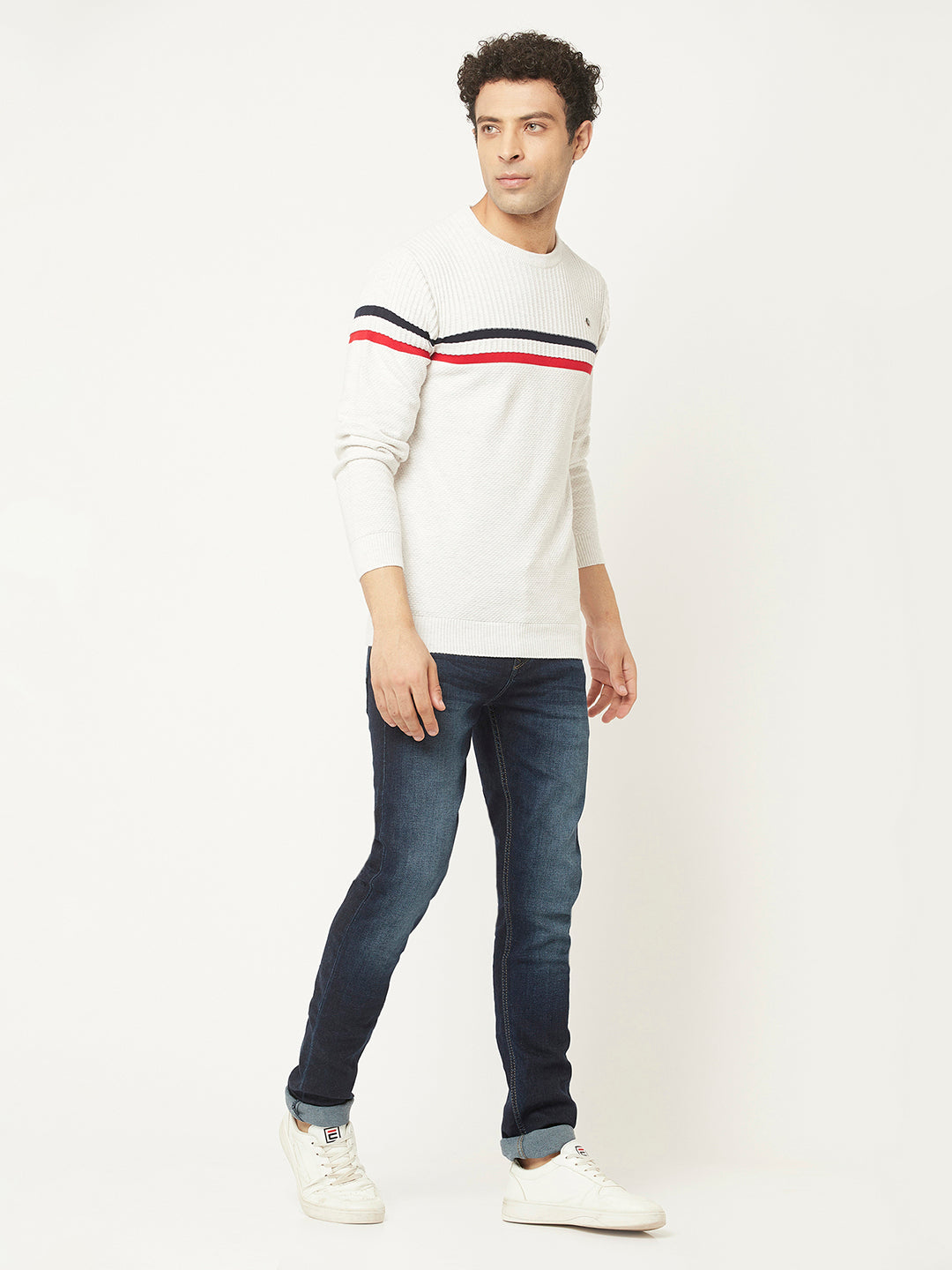 White Sweater in Pure Cotton-Men Sweaters-Crimsoune Club