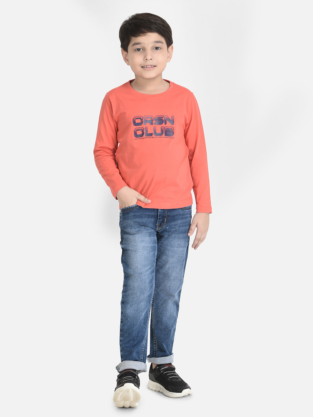 Coral Pink Typographic T-Shirt-Boys T-Shirts-Crimsoune Club