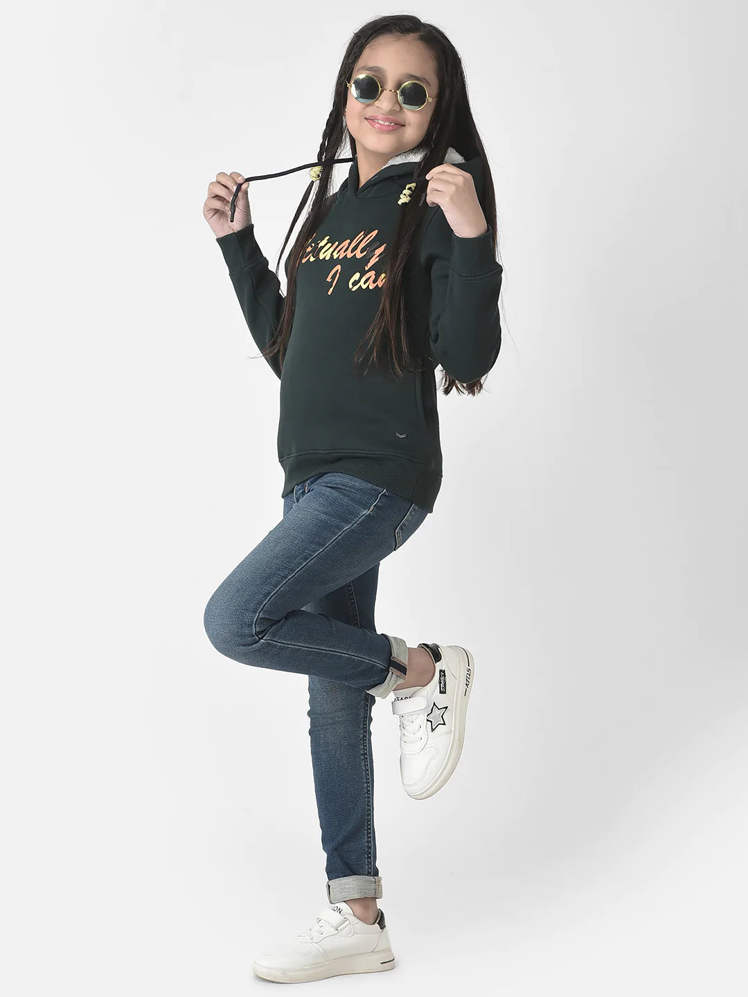  Deep Green Typographic Hoodie