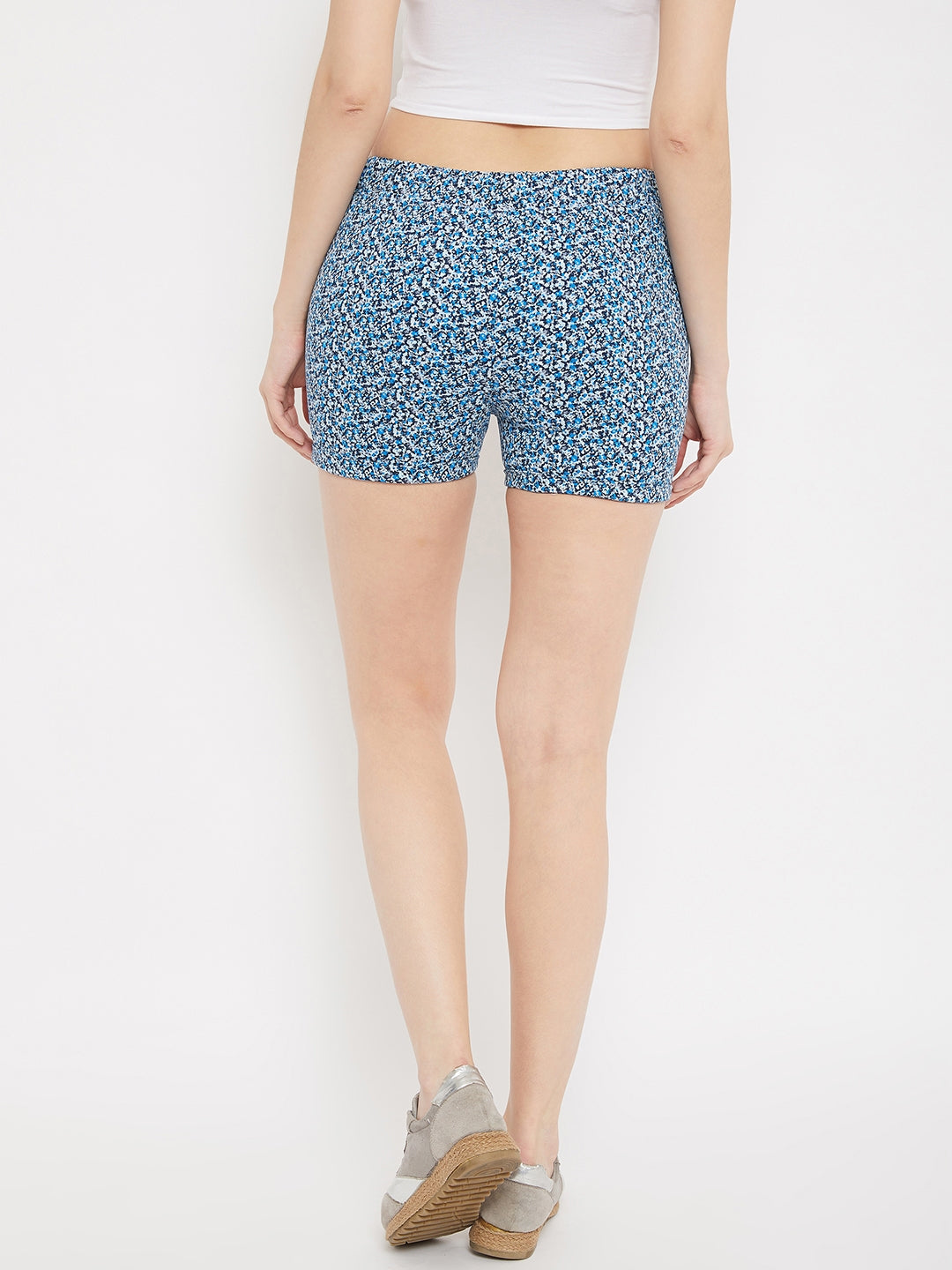 Blue Printed Shorts - Women Shorts