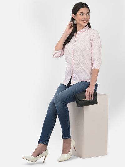 Light Pink Floral Shirt-Women Shirts-Crimsoune Club