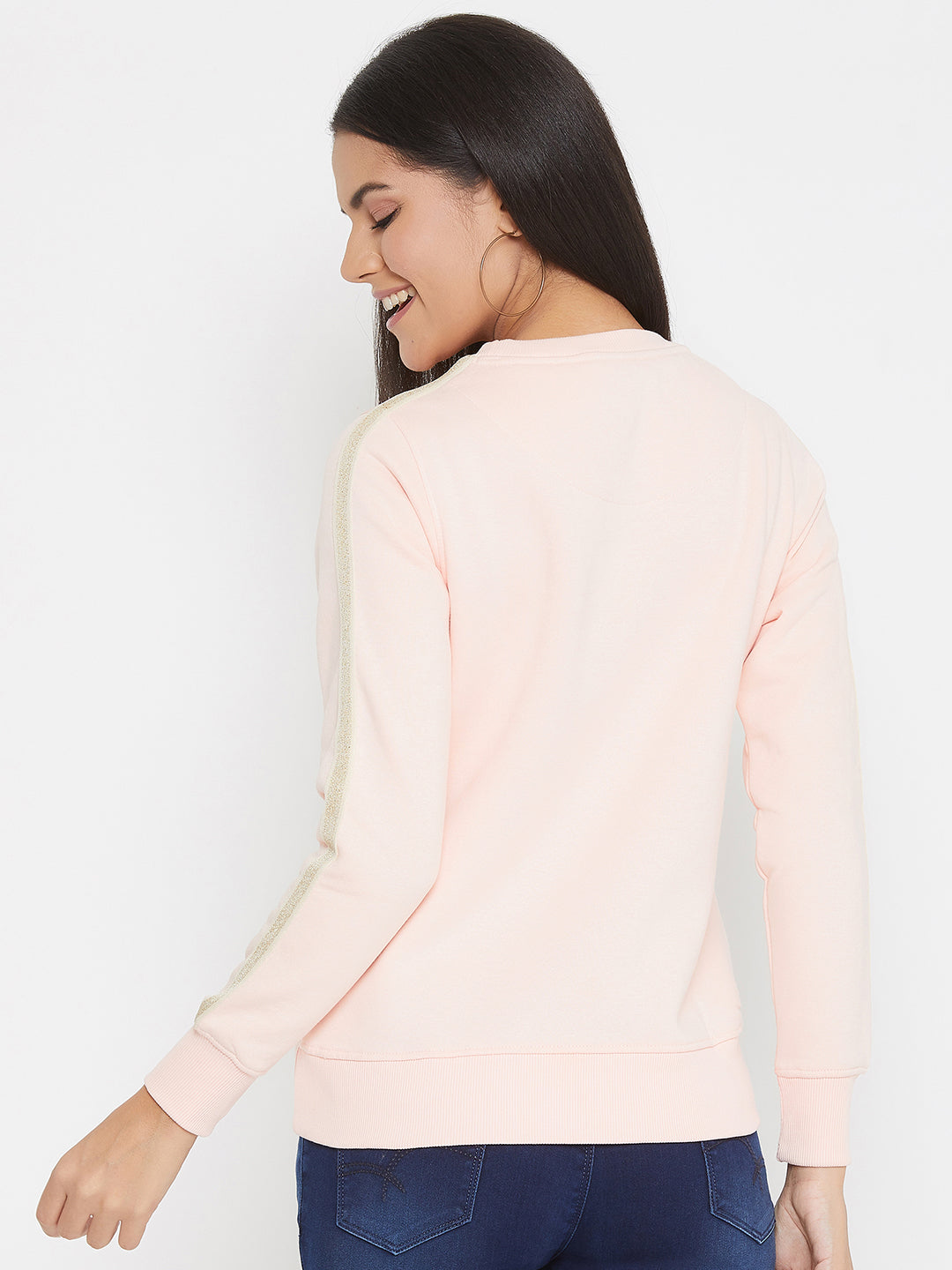 Pink Printed Round Neck Sweatshirt - Women Sweatshirts