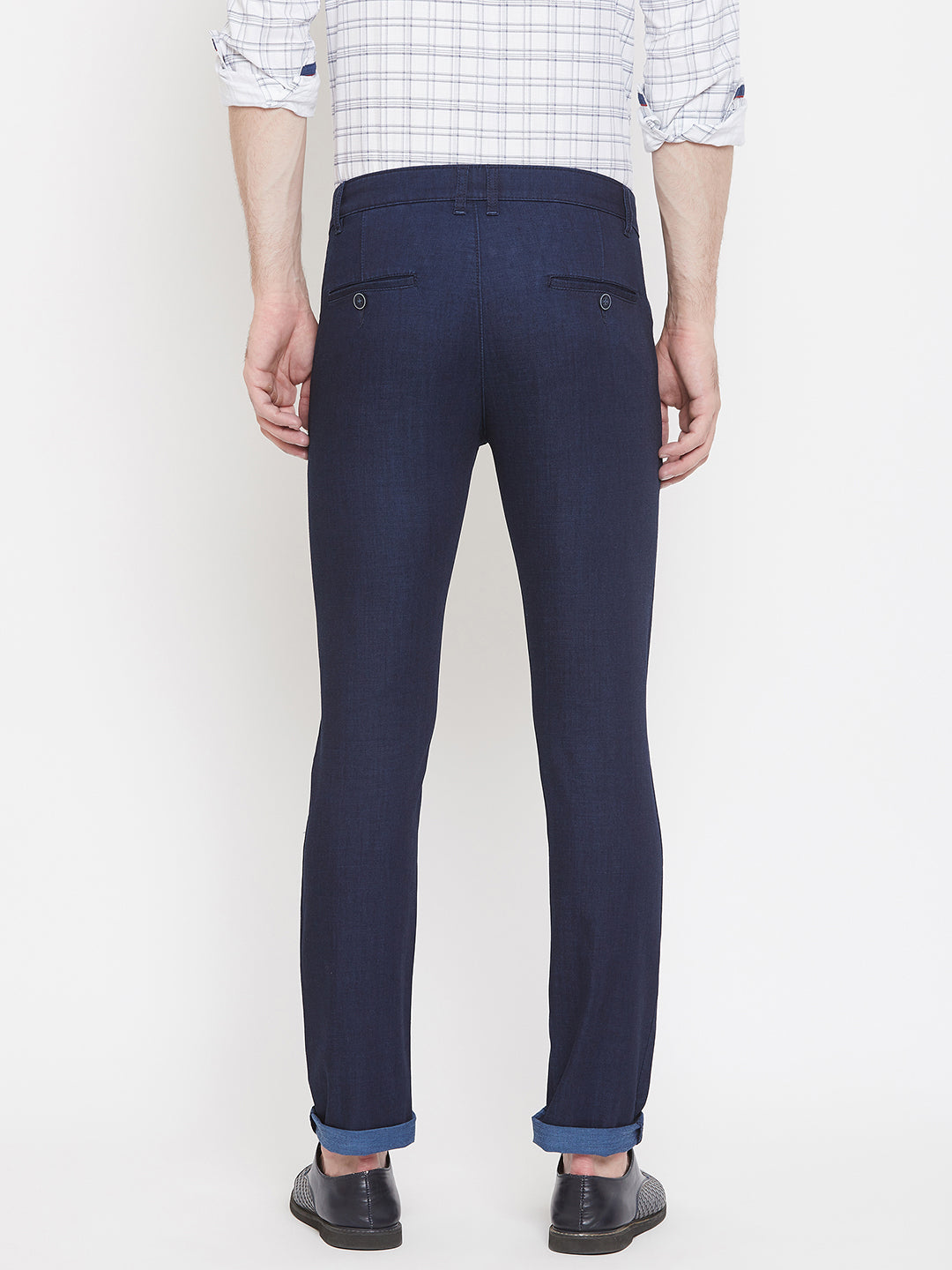 Navy Blue Slim Fit Trousers - Men Trousers