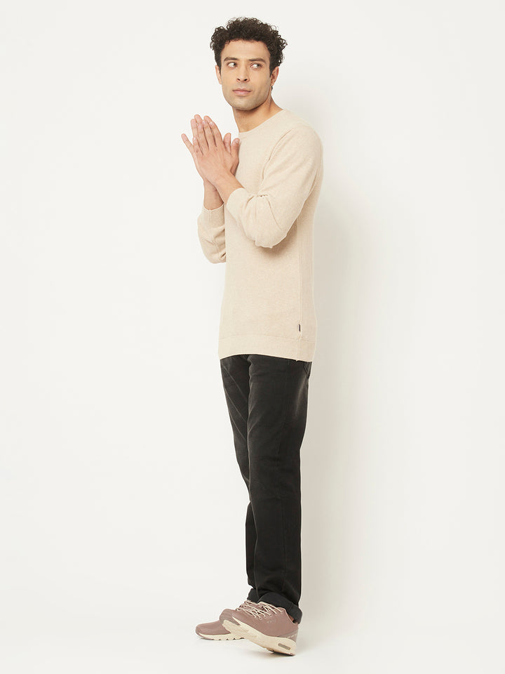 Beige Sweater in Pure Cotton-Men Sweaters-Crimsoune Club