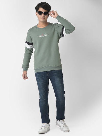  Oil-Green Brand-Logo Sweatshirt