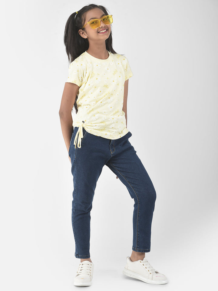  Blue Fringe-Waist Denim