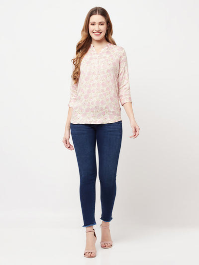 Cream Floral Printed Top - Women Tops