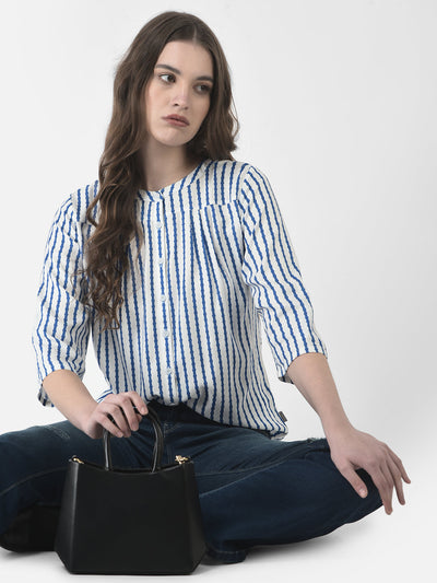  Blue Wriggly Striped Shirt