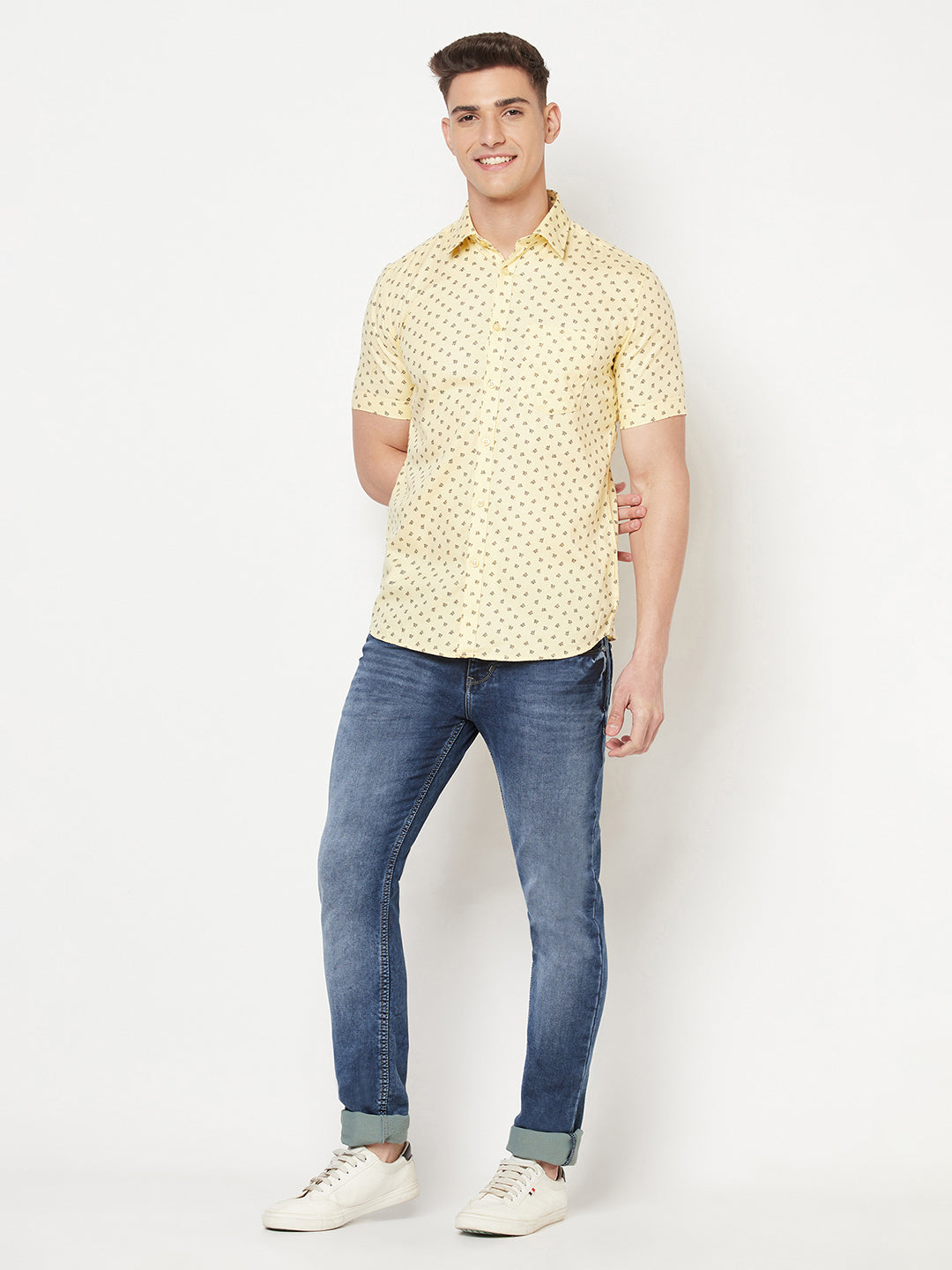 Yellow Floral Shirt - Men Shirts