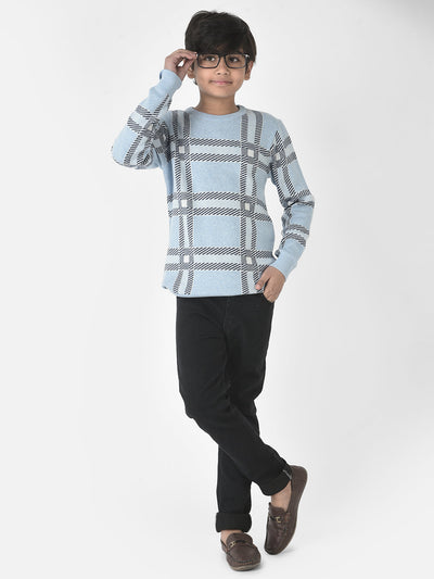  Sky Windowpane Checked Sweater