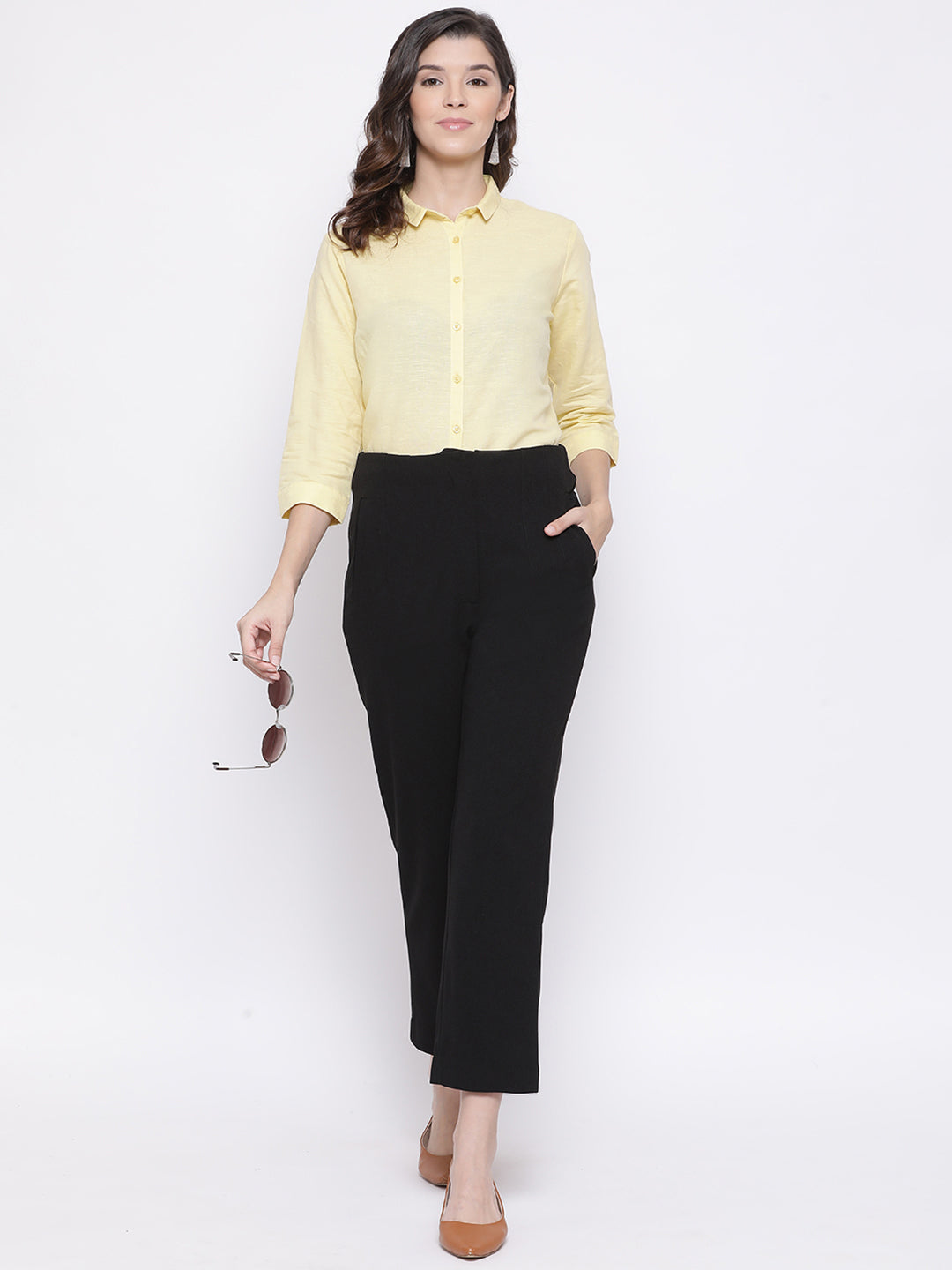 Yellow Slim Fit shirt - Women Shirts