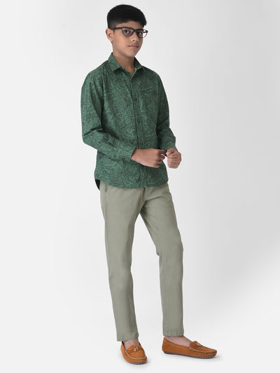 Green Textured Trousers-Boys Trousers-Crimsoune Club