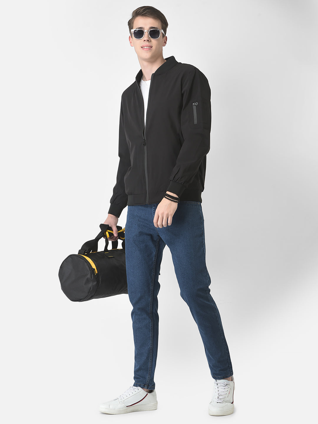  Black Slim Bomber Jacket