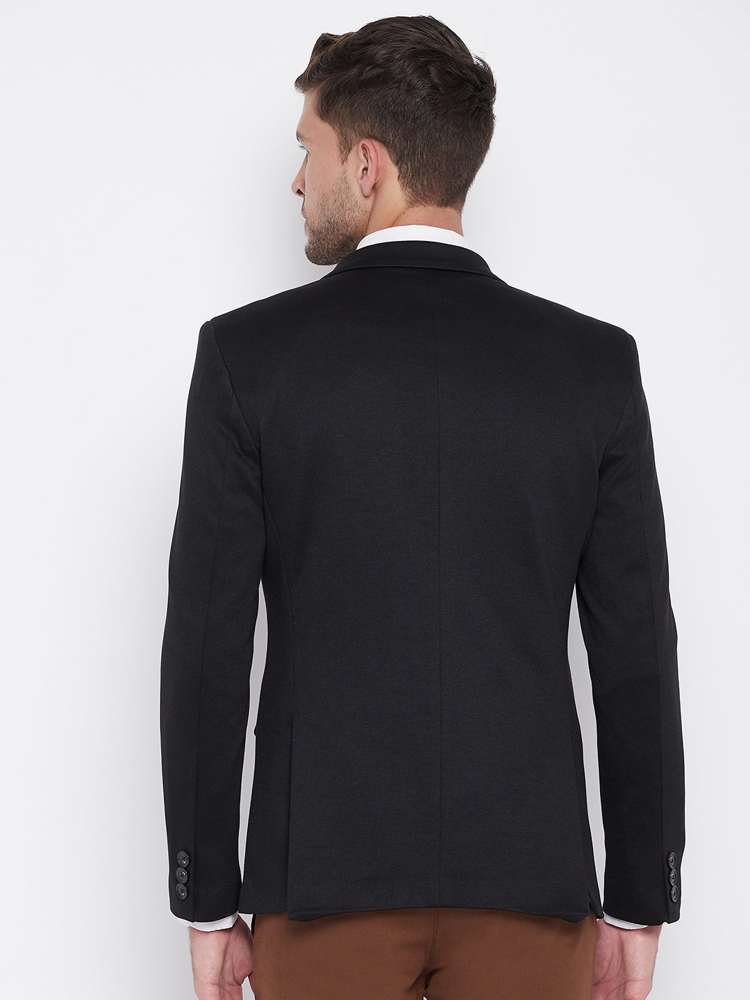 Black Notched Lapel Blazer - Men Blazers