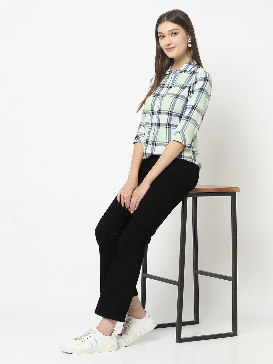 Mint Green Shirt with Tartan Checks