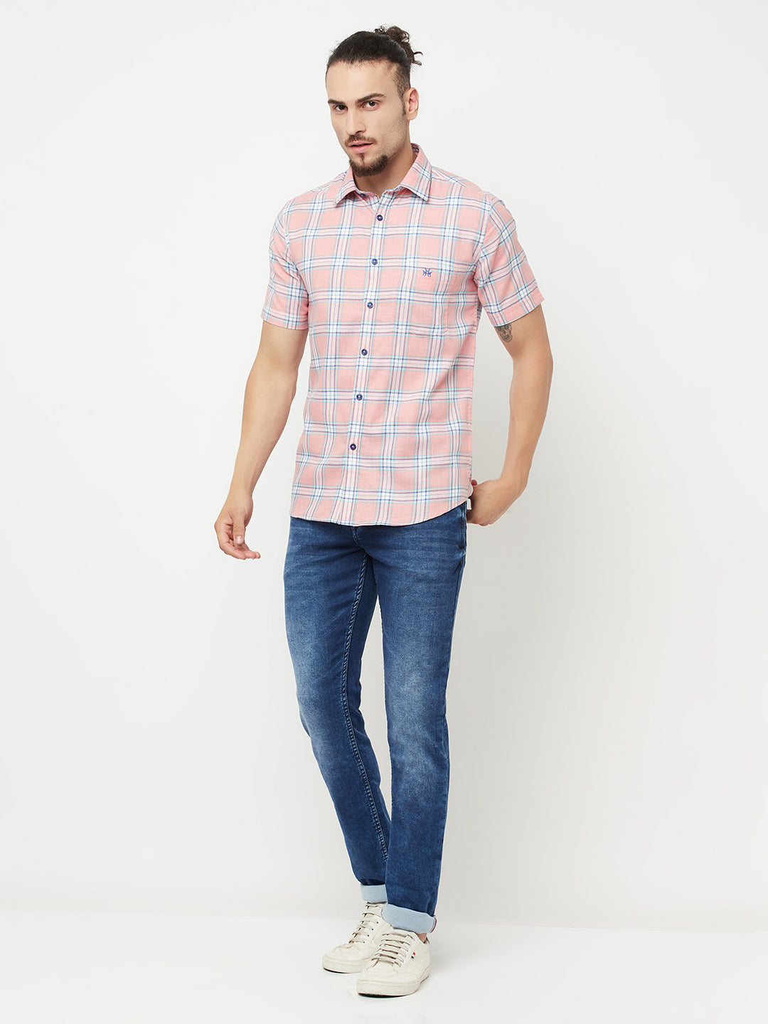 Pink Checked Casual Shirt - Men Shirts