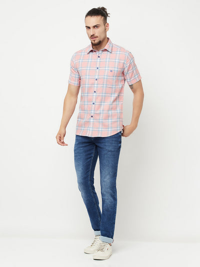 Pink Checked Casual Shirt - Men Shirts