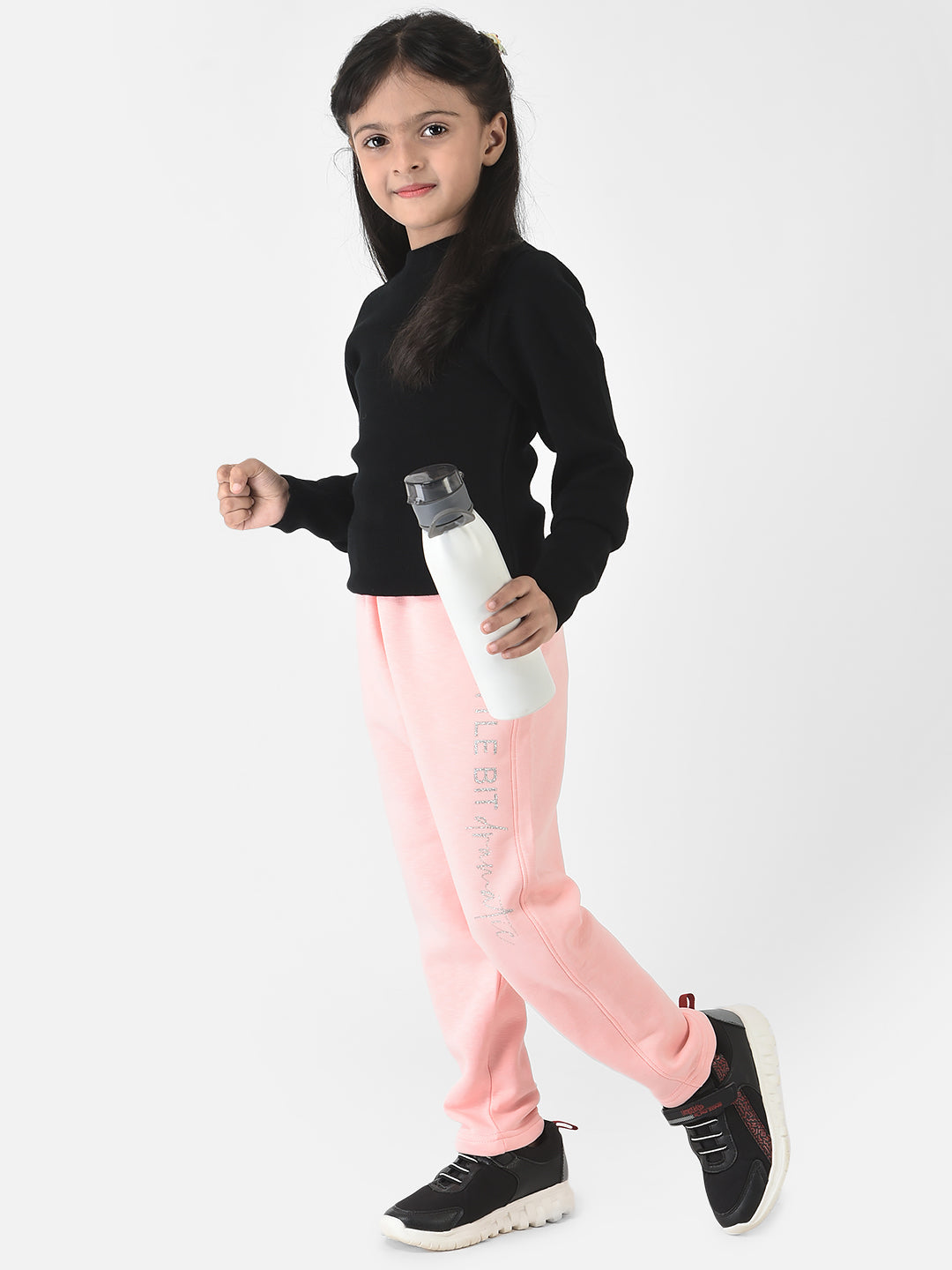 Baby Pink Track Pants with Typographic Detailing 