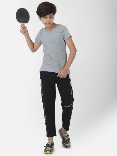 Black Typographic Track Pants - Boys Track Pants