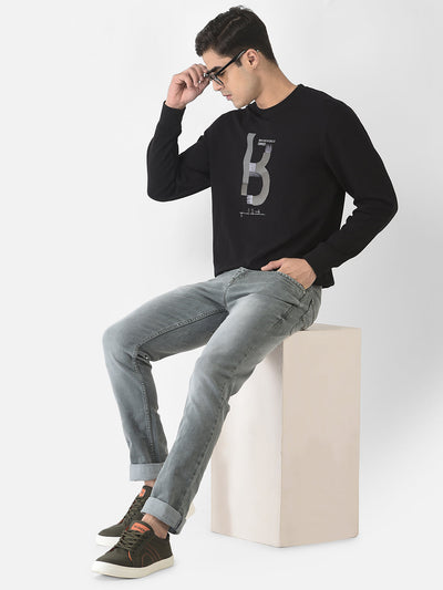  Black Sweatshirt in Cotton Blend