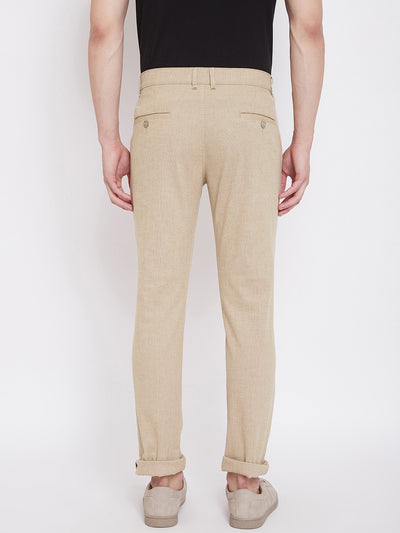 Beige Slim Fit Trousers - Men Trousers