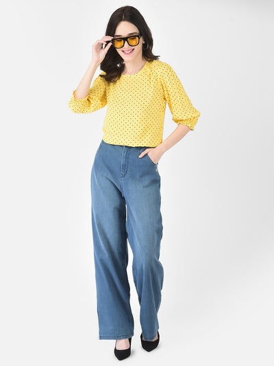 Yellow Polka Top - Women Tops