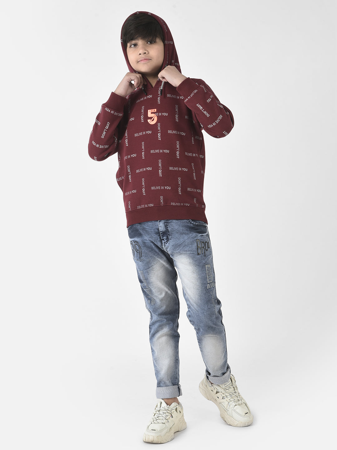  Maroon Bold Logo-Work Hoodie