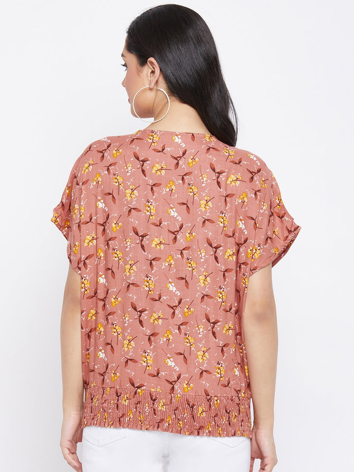 Pink Floral Printed Slim Fit Top - Shirts & Tops