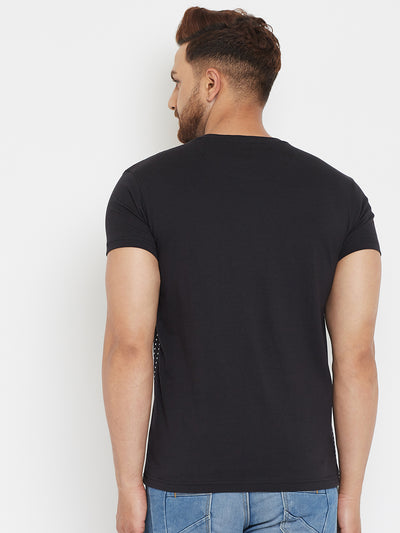 Black Printed Round Neck T-Shirt - Men T-Shirts